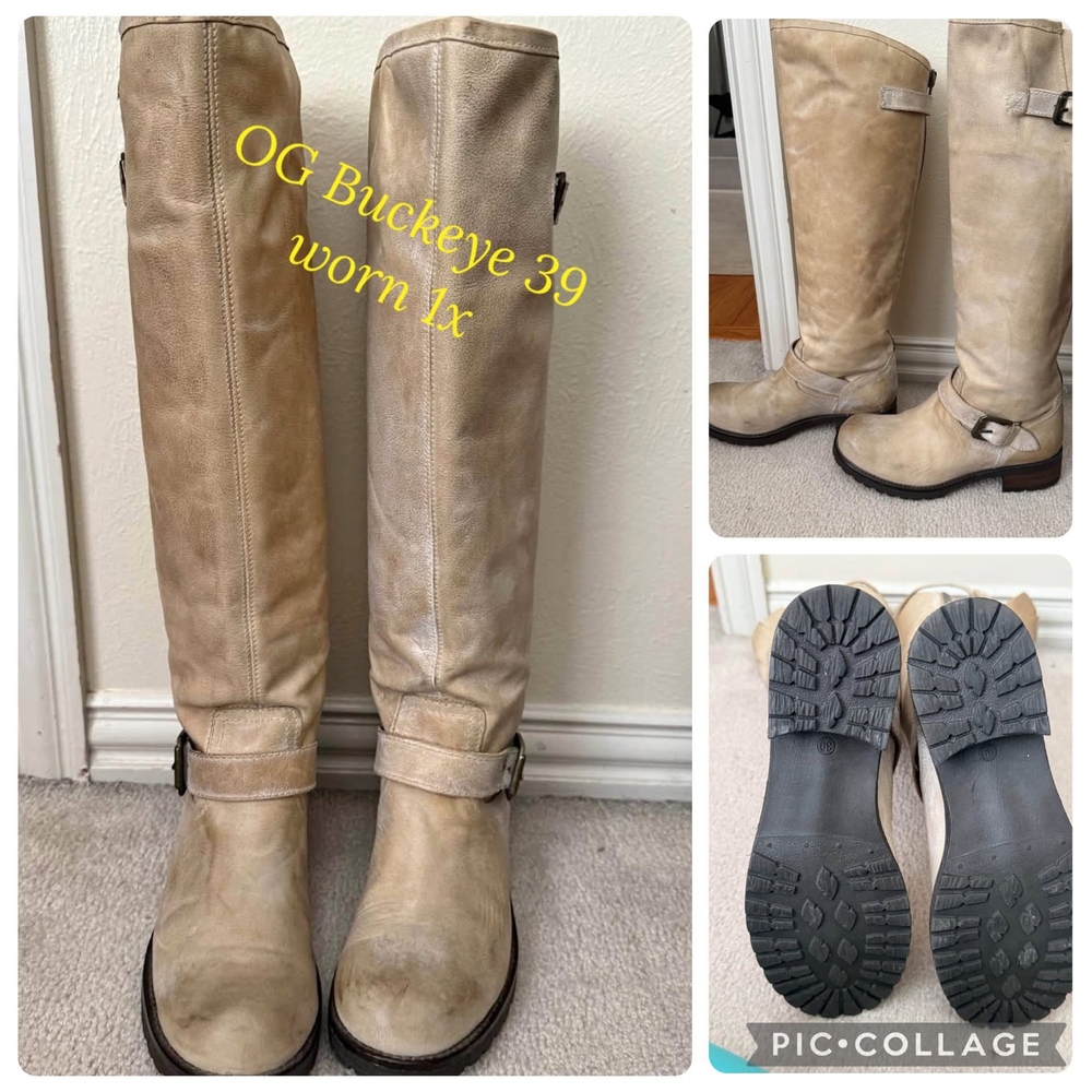 Freebird by Steven Buckeye Beige Leather Knee-High Boots